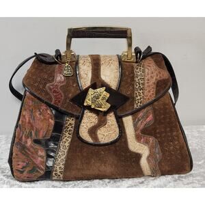 Vintage Reem Leather & Suede Patchwork Satchel Handbag